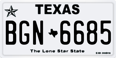 TX license plate BGN6685