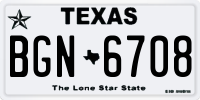 TX license plate BGN6708