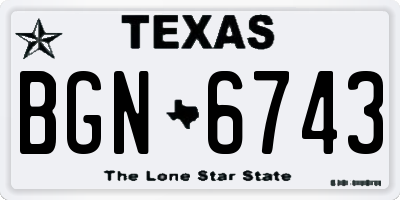 TX license plate BGN6743