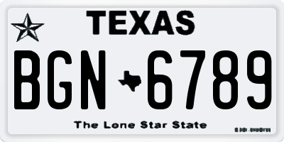 TX license plate BGN6789