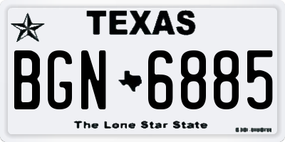 TX license plate BGN6885