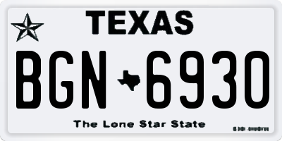 TX license plate BGN6930