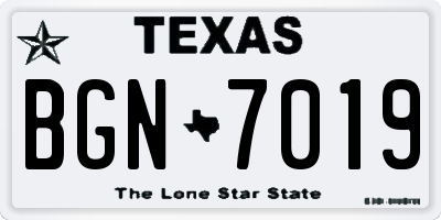 TX license plate BGN7019