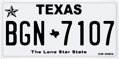TX license plate BGN7107