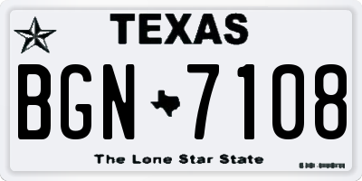 TX license plate BGN7108
