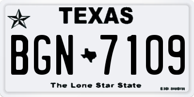 TX license plate BGN7109