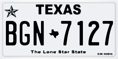 TX license plate BGN7127
