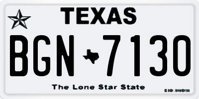TX license plate BGN7130