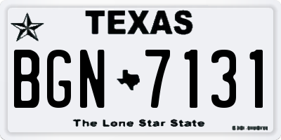 TX license plate BGN7131