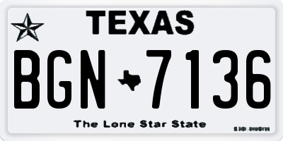 TX license plate BGN7136