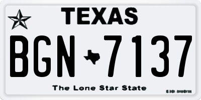 TX license plate BGN7137