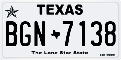 TX license plate BGN7138