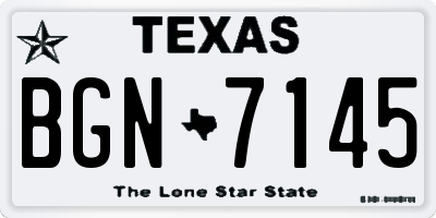 TX license plate BGN7145