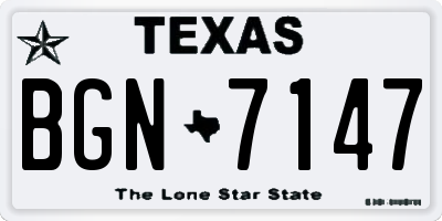 TX license plate BGN7147