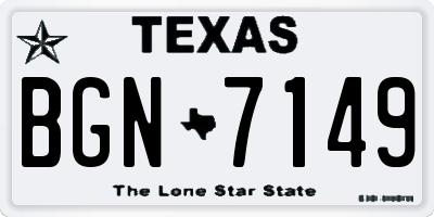 TX license plate BGN7149