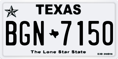 TX license plate BGN7150