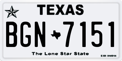 TX license plate BGN7151