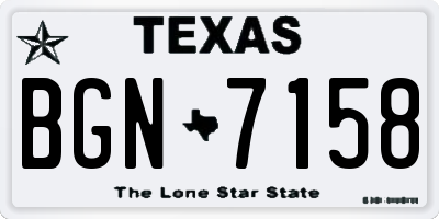 TX license plate BGN7158