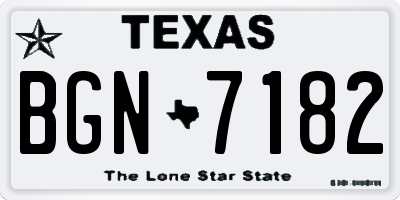 TX license plate BGN7182