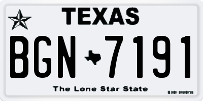 TX license plate BGN7191