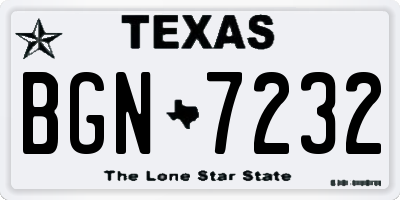TX license plate BGN7232