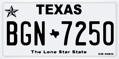 TX license plate BGN7250