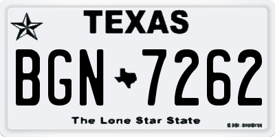 TX license plate BGN7262