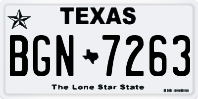 TX license plate BGN7263
