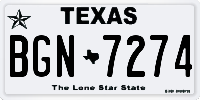 TX license plate BGN7274