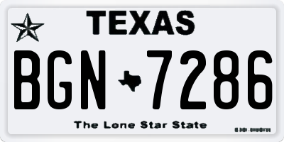 TX license plate BGN7286
