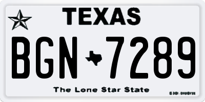 TX license plate BGN7289