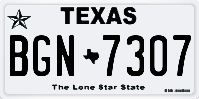 TX license plate BGN7307