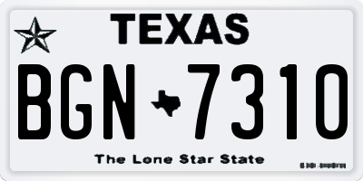 TX license plate BGN7310