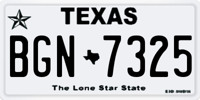 TX license plate BGN7325