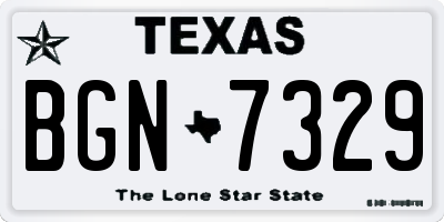 TX license plate BGN7329