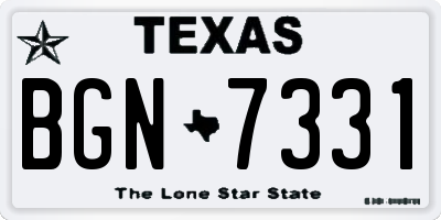 TX license plate BGN7331