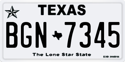 TX license plate BGN7345