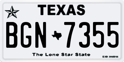 TX license plate BGN7355