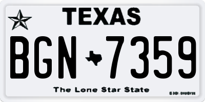 TX license plate BGN7359
