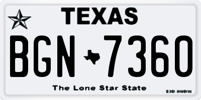 TX license plate BGN7360