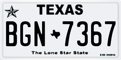 TX license plate BGN7367