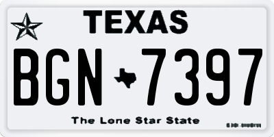 TX license plate BGN7397