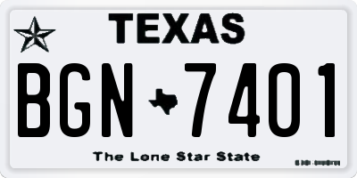 TX license plate BGN7401