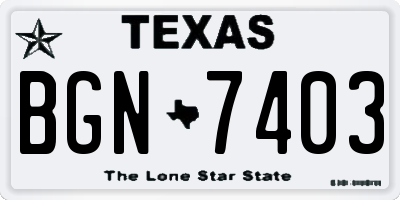 TX license plate BGN7403