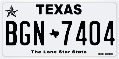 TX license plate BGN7404