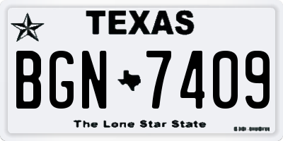 TX license plate BGN7409