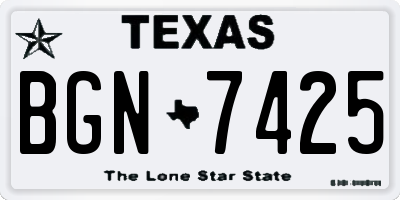 TX license plate BGN7425