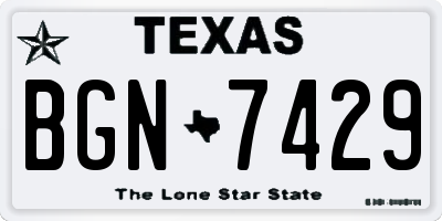 TX license plate BGN7429