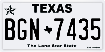 TX license plate BGN7435
