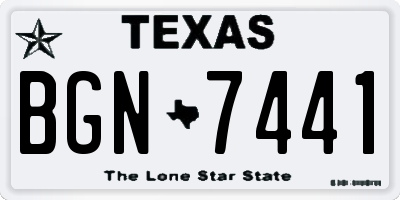 TX license plate BGN7441